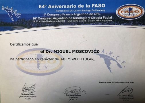 Diplomas y Certificados Dr. Miguel Moscovicz