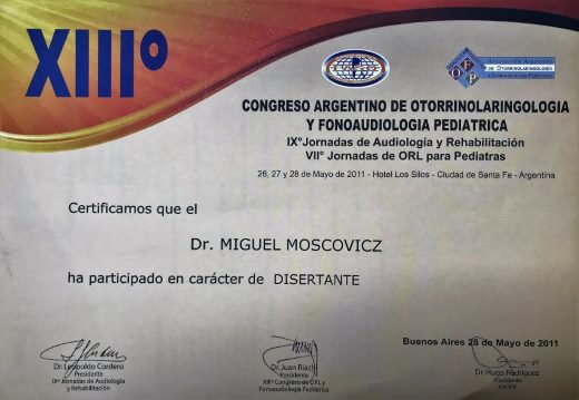 Diplomas y Certificados Dr. Miguel Moscovicz