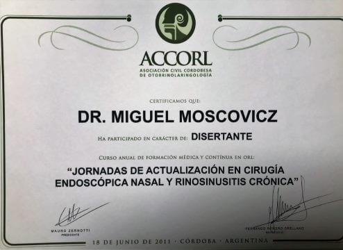 Diplomas y Certificados Dr. Miguel Moscovicz