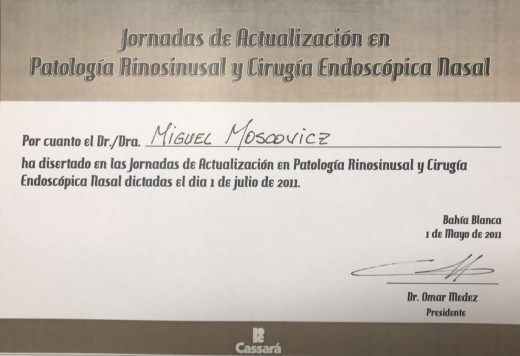 Diplomas y Certificados Dr. Miguel Moscovicz