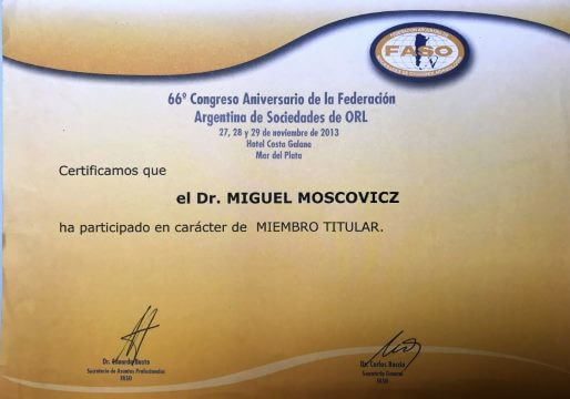 Diplomas y Certificados Dr. Miguel Moscovicz