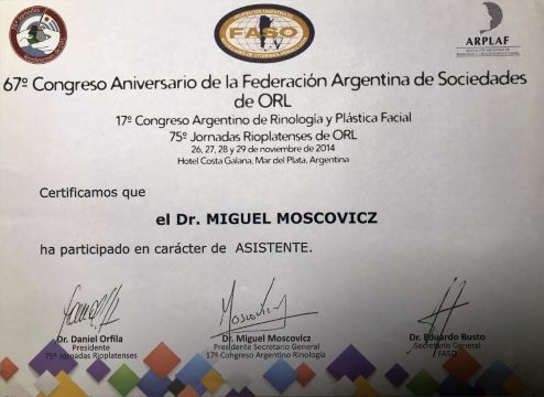 Diplomas y Certificados Dr. Miguel Moscovicz