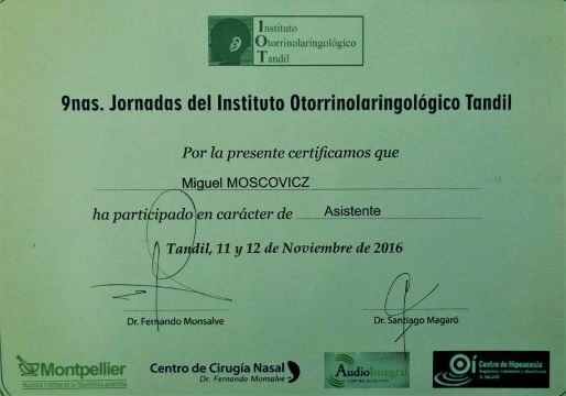 Diplomas y Certificados Dr. Miguel Moscovicz