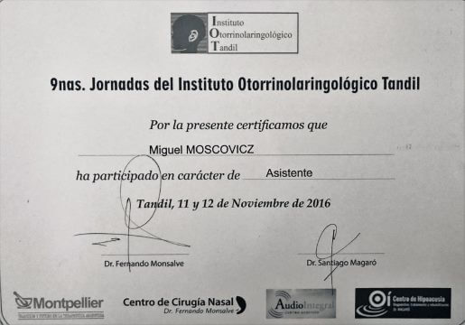 Diplomas y Certificados Dr. Miguel Moscovicz