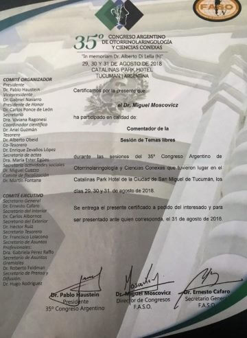 Diplomas y Certificados Dr. Miguel Moscovicz