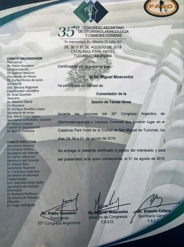 Diplomas y Certificados Dr. Miguel Moscovicz