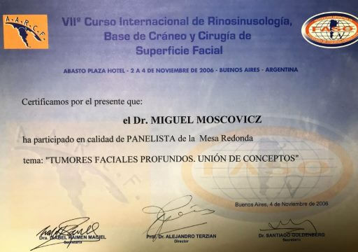 Diplomas y Certificados Dr. Miguel Moscovicz