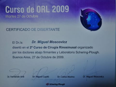 Diplomas y Certificados Dr. Miguel Moscovicz