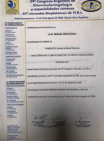Diplomas y Certificados Dr. Miguel Moscovicz