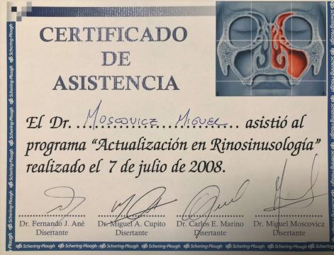 Diplomas y Certificados Dr. Miguel Moscovicz