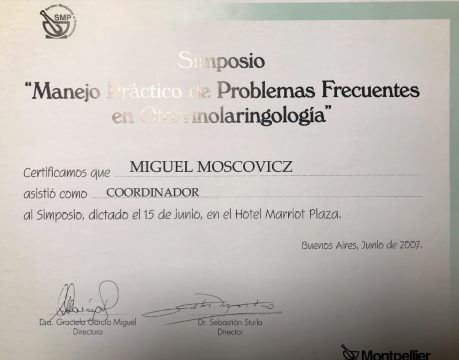 Diplomas y Certificados Dr. Miguel Moscovicz