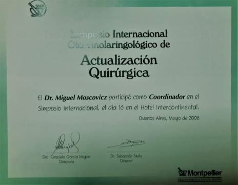 Diplomas y Certificados Dr. Miguel Moscovicz