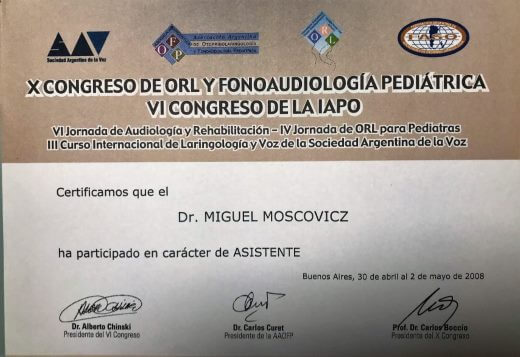 Diplomas y Certificados Dr. Miguel Moscovicz