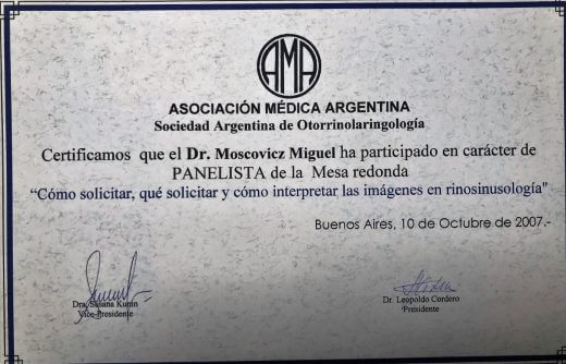 Diplomas y Certificados Dr. Miguel Moscovicz