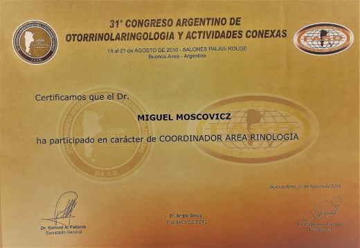 Diplomas y Certificados Dr. Miguel Moscovicz