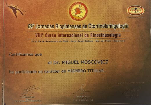 Diplomas y Certificados Dr. Miguel Moscovicz