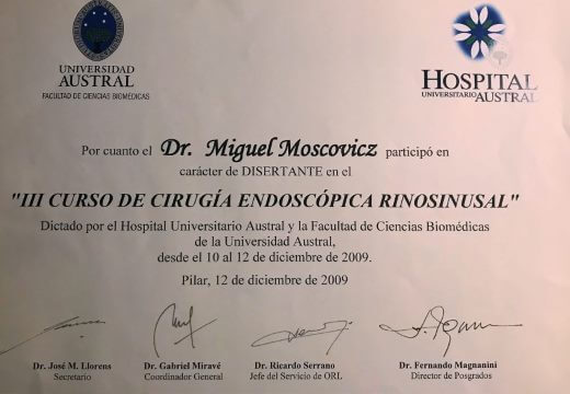 Diplomas y Certificados Dr. Miguel Moscovicz