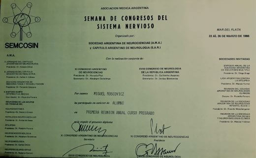 Diplomas y Certificados Dr. Miguel Moscovicz