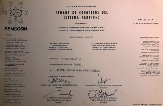 Diplomas y Certificados Dr. Miguel Moscovicz