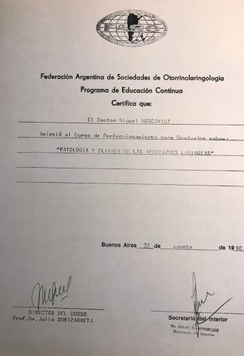 Diplomas y Certificados Dr. Miguel Moscovicz