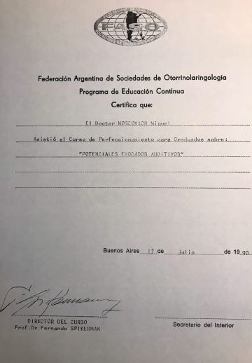 Diplomas y Certificados Dr. Miguel Moscovicz