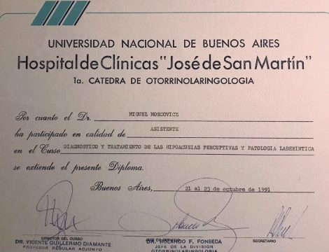 Diplomas y Certificados Dr. Miguel Moscovicz