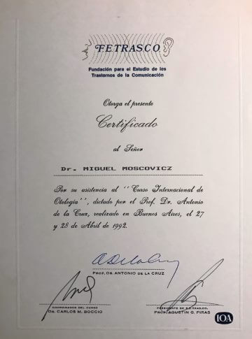 Diplomas y Certificados Dr. Miguel Moscovicz