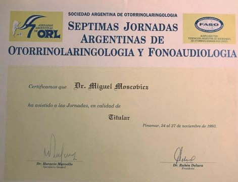 Diplomas y Certificados Dr. Miguel Moscovicz