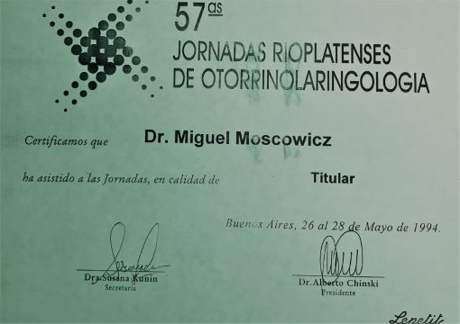 Diplomas y Certificados Dr. Miguel Moscovicz