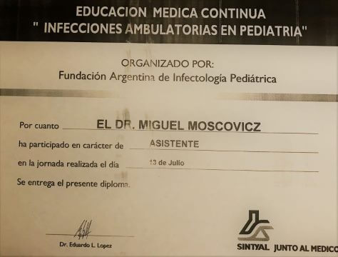 Diplomas y Certificados Dr. Miguel Moscovicz