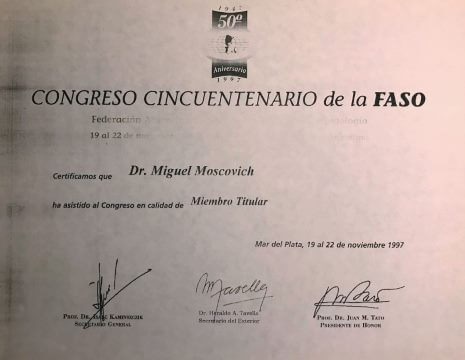 Diplomas y Certificados Dr. Miguel Moscovicz