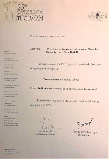 Diplomas y Certificados Dr. Miguel Moscovicz