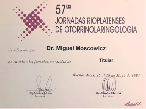 Diplomas y Certificados Dr. Miguel Moscovicz