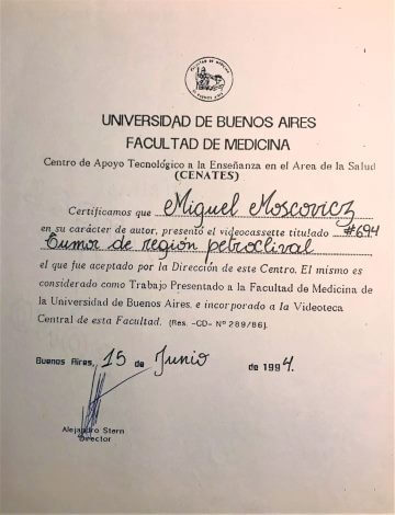 Diplomas y Certificados Dr. Miguel Moscovicz