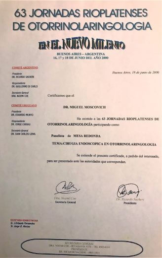 Diplomas y Certificados Dr. Miguel Moscovicz