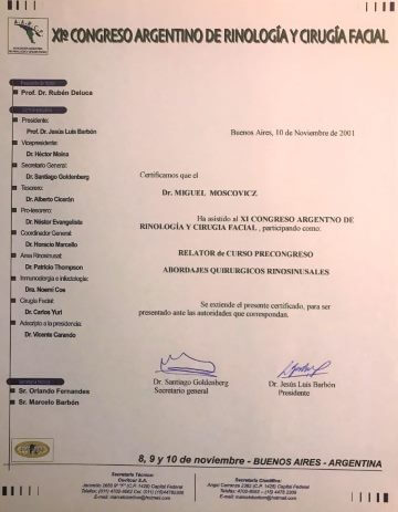 Diplomas y Certificados Dr. Miguel Moscovicz