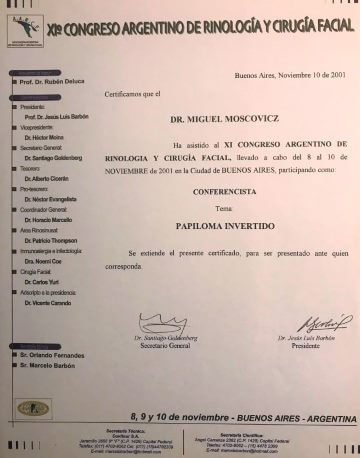 Diplomas y Certificados Dr. Miguel Moscovicz