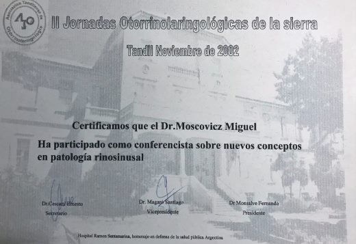 Diplomas y Certificados Dr. Miguel Moscovicz