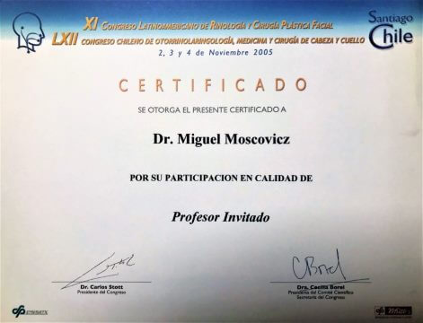 Diplomas y Certificados Dr. Miguel Moscovicz