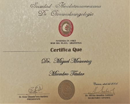 Diplomas y Certificados Dr. Miguel Moscovicz