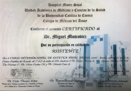 Diplomas y Certificados Dr. Miguel Moscovicz