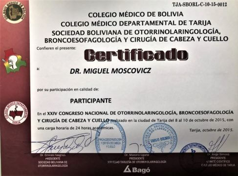 Diplomas y Certificados Dr. Miguel Moscovicz