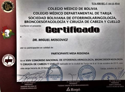 Diplomas y Certificados Dr. Miguel Moscovicz