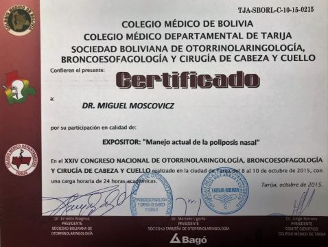 Diplomas y Certificados Dr. Miguel Moscovicz