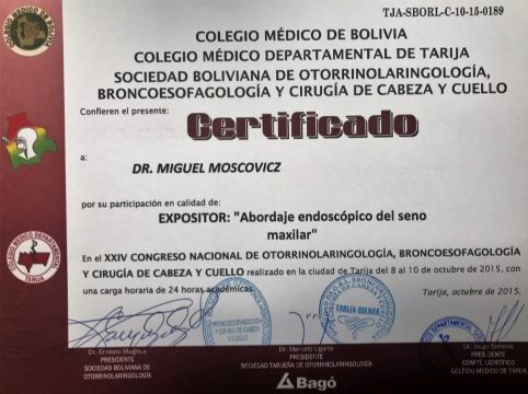 Diplomas y Certificados Dr. Miguel Moscovicz