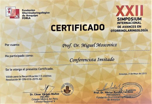 Diplomas y Certificados Dr. Miguel Moscovicz