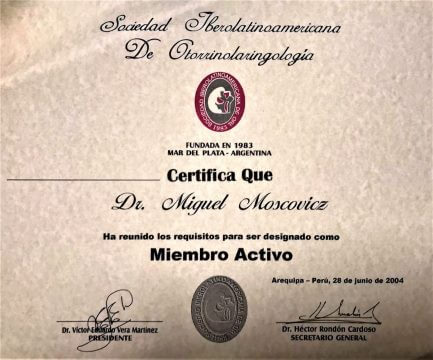 Diplomas y Certificados Dr. Miguel Moscovicz