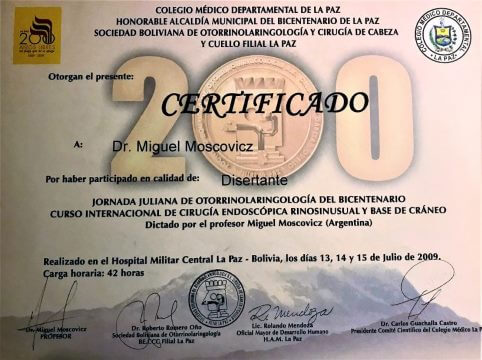 Diplomas y Certificados Dr. Miguel Moscovicz