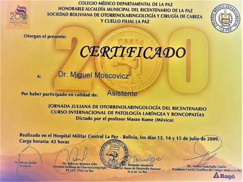 Diplomas y Certificados Dr. Miguel Moscovicz