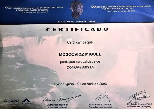 Diplomas y Certificados Dr. Miguel Moscovicz